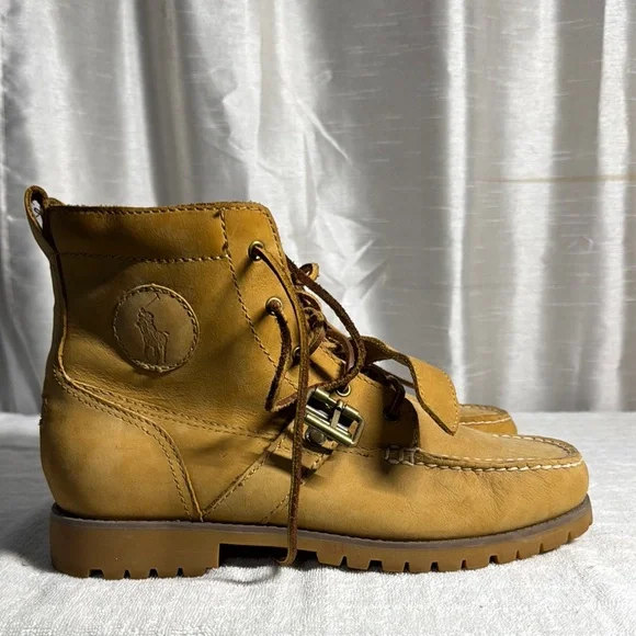 Polo by Ralph Lauren Tan Leather Boots Men's Size 9 - Picture 5 of 14
